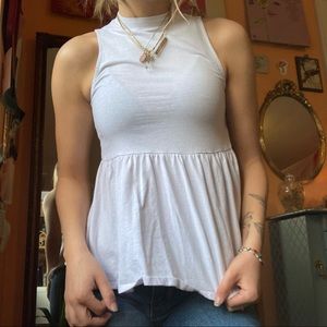 White High Neck Flowy Top